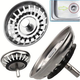 Resim 1 Adet Paslanmaz Çelik Mutfak Lavabo Süzgeci ve Tıpa Kombini - Kolay Kurulum, Etkili Atık Filtreleme için 18 Delikli Gider Sepeti, Dayanıklı & Bulaşık Makinesinde Güvenli, Standart Giderlere Uyar, Karavan Mutfak Lavaboları İçin 