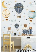 Resim MSticker Ayıcıklar Ve Uçan Balonlar Çocuk Bebek Odası Duvar Sticker Seti - Ayıcıklar Ve Balonlar 
