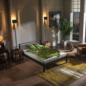 Resim Unimet Asos-S Tek Kişilik Ferforje Metal Karyola-Siyah 