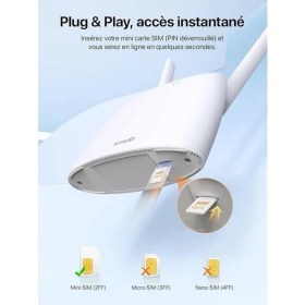 Resim 4G07 4g Router 4g Box, 4g+ Lte Çift Bant Wifi Modem (5ghz: 867 Mbps +2.4ghz: 300 Mbps) Herhangi Bir Operatör Için Sım Kartlı 4gmobil Yönlendirici, 64 Cihaza Kadar Bağlantı 