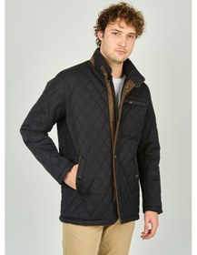 Resim Daynax Erkek Dik Yaka Fermuar Ve Çıtçıt Kapamalı Kapitone Kaban 1000 Lacivert Lacivert 