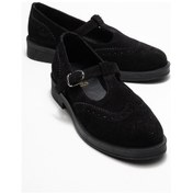 Resim Janney Siyah Süet Hakiki Deri Bantlı Kadın Loafer Ayakkabı SIYAH SUET 