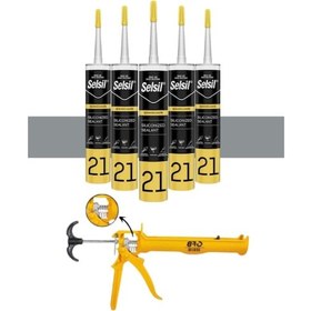 Resim Selsil Silikonize Mastik 500 Gr Gri 5 Adet ,alüminyum Tabanca Gri 
