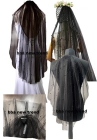 Resim bbays new trend 80cm Gelin Duvak,inci kumaş Gelinlik duvağı,İncili Gelin Duvak,İnci Duvak,Gelin Boncuk Duvak 80x150 