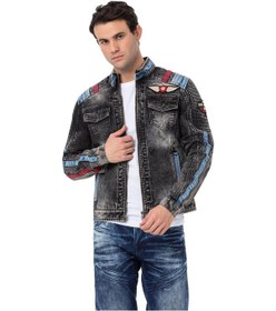 Resim Cj300 Renkli Şeritli Havalı Erkek Jean Ceket 001 
