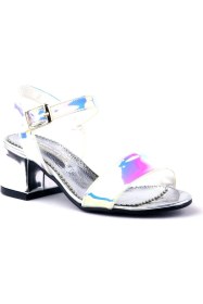 Resim Hapshoe Kids Pony Hologram Gümüş-Pembe Kalın Topuklu Kız Çocuk Abiye Ayakkabı 