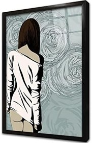 Resim Seksi Kadın Çerçeveli Cam Tablo 20x30 cm CB13419 