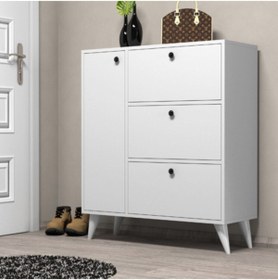 Resim Mezza 1800 Bella Ayakkabılık 6 Raflı 4 Kapaklı Beyaz Renk 
