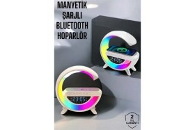 Resim Zeroshop Bluetooth Hoparlör 15W Kablosuz Hızlı Şarj LED Gece Lambası 