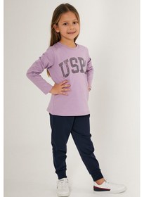 Resim U.S. Polo Assn. U.s. Polo Assn Scaly Lila Kız Çocuk Uzun Kol Pijama Takım Lila 