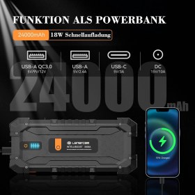 Resim Lenercom Powerbank 3000A 24000MAH 12V Akü Takviye 