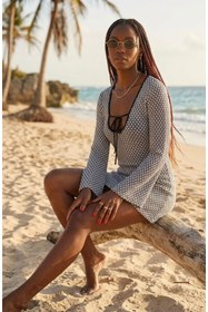 Resim LinichandCo Önden Bağlamalı Beachwear Plaj Elbisesi 8073 