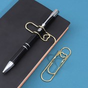 Resim 1 adet/5 adet Metal Aşk Yaratıcı Ataş Stili Kalem Tutucu, Basit Taşınabilir Öğrenci Defter Tutucu Aksesuarları Yuvarlak Tükenmez Kalem Klipsi 