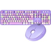 Resim Everest ROUND KM-6282 Renkli Tuşlu Mor Kablosuz Q Multimedia Klavye + Mouse Set 