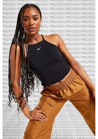 Resim Nike Essential Cami Tight Fit Tank Top Black Likralı Fitilli Askılı Kadın Atlet Siyah 