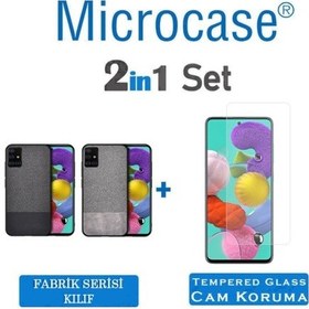 Resim Samsung Galaxy A51 Fabrik Serisi Kumas & Deri Desen Kilif+Cam-Seç 421888039 