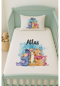 Resim %100 Pamuk İsme Özel İsimli 100x150 Cm Pike Seti Winnie The Pooh 