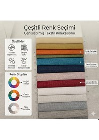 Resim Keten Fonluk Perde Rüstik Ve Kornişe Uygun Düz Dikim Turuncu 