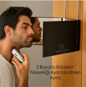 Resim Genel Markalar Katlanır 3'lü Ayna Aparatlı | Her Yere Asılabilir Ev Tipi Tıraş, Saç Kesim, Makyaj ve Bakım Aynası 