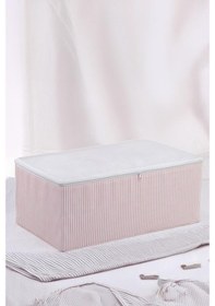 Resim Pembe Çizgili Medium Baza Çekyat Altı 5 Adet Hurç 50x30x20cm Pembe 