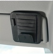 Resim Dashanshop Siyah Tutucu Evrensel Güneşlik Organizatörü Deri Gözlük Cebi Kalem Klipsli Ayarlanabilir Kayış 