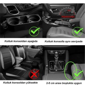 Resim REIHMANN Fiat Egea Cross 2020-2021-2022-2023-2024-2025 Araç Içi Koltuk Arası Bardak Tutucu & Başlık Askılı Bardaklık Organizer – Siyah, 26.5X8X9.5 cm – Pratik Eşya Düzenleyici 