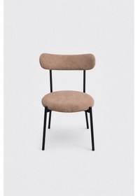 Resim 4 Adet Puffy Kumaş Vizon Renk Teddy Sandalye Mutfak Sandalyesi Salon Sandalyesi Balkon Sandalyesi Vizon 