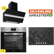 Resim Silverline Siyah Cam Ankastre Set (3472 Bold 60+cs5365b01+bo6502b02) 