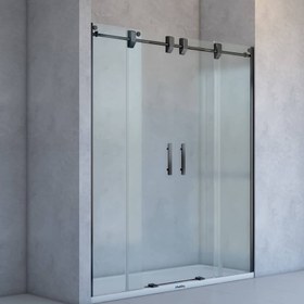 Resim Duvardan Duvara Duş Kabini | Paslanmaz Sürgülü - 150-159cm / Siyah / Sürgülü 