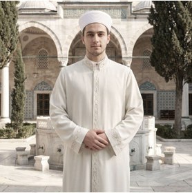 Resim İkranur Alim İmam Cübbesi Tek Bordürlü Krem 