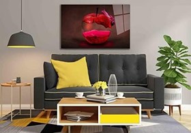 Resim Miyrem Fütüristik Kırmızı Elma Cam Tablo 36x23- myrm3198 