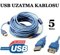 Resim 5 Metre Usb 2.0 Uzatma Kablosu Mavi Filtreli AYNI GÜN KARGO