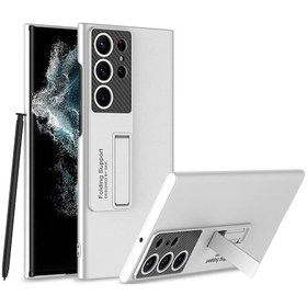 Resim Vendas Samsung S23 Ultra Uyumlu Standlı Ays Serisi Thin Kalıplı Kendinden Standlı Silikon Kapak 