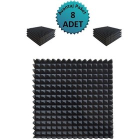 Resim Akustik Ses Yalıtım Süngeri 50x50x4 Piramit Kesim Yapışkansız/8 Ad 