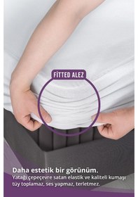Resim Sıvı Geçirmez Yatak Alezi Pamuklu 180X200Cm Fitted Baza+30Cm Beyaz 