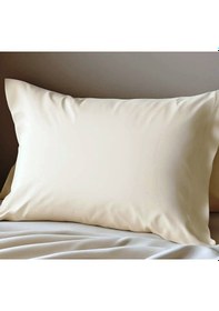 Resim 2 Adet Ekru Renk Pamuklu Yastık Kılıfı Kapaklı 50x70 Ekru 