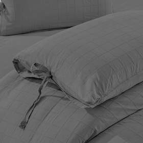 Resim Rocco 100% Cotton Embroidered Piece Dyed Duvet Cover Set Anthracite 