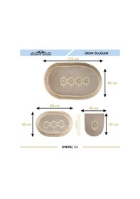 Resim Shems Gri 3'lü Çeyizlik Dantelli Ve Saçaklı Banyo Paspası Halısı Gri 