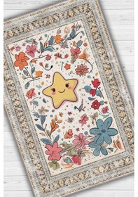 Resim Homshtag Renkli Dokulu Çocuk Odası Halısı Dokuma Yıldız Temalı Halı Çok Renkli 
