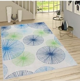 Resim Rovigo Dijital Baskı Yıkanabilir Kaymaz Taban Salon Halısı RVG1463, Mavi, 50 x 80 
