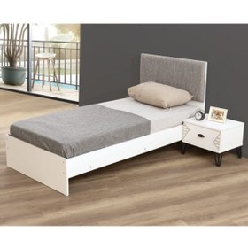Resim Setay Karyola, Safir Başlıklı Karyola 90x190 Komodin 