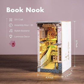 Resim ROBOTIME Rolife DIY Book Nook Kit Bookend Stand Bookshelf Insert Bookcase Miniature Doll House Light 3D Puzzles TGB01-09 - TGB05 