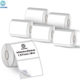 Resim 6 rulo SINMARK termal etiket kağıdı, 1.57'' X 1.18''(40x30mm), SK58/SK35/SK20 etiketler M110/M221/M120/M200 taşınabilir etiket makineleriyle uyumludur, küçük işletmeler, aileler, ofisler, tatil DIY vb. için uygundur. Taşınabilir yazıcı malzemesi, rulo başına 230 etiket 