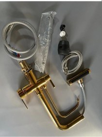 Resim Mutfak Eviye Bataryası Dokunmatik Arıtma Çıkışlı Duş Şelale Gold 