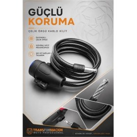 Resim MiraLive 22MM Çelik Halatlı Bisiklet Kilidi - 160CM Anahtarlı Scoooter Motosiklet Kilidi 722486 