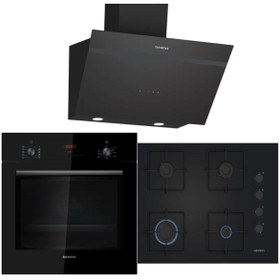 Resim Siemens Yeni Ankastre Set HB012FBB1T Fırın EO7C6PP30O Yeni Ocak 67 cm ve LC66KPJ60T Davlumbazlı Set 