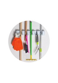 Resim Sihirli Tutamaç Mop Tutucu Askı Duvara Monte Beyaz 