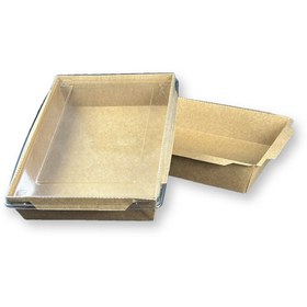 Resim Home 50 Adet Kapaklı Kraft Yemek Kabı Lunch Box 2100ML 