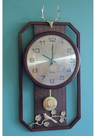 Resim Geyikli Duvar Saati Sarkaçlı 