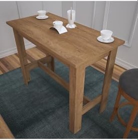Resim Barra Bar Masası Yüksek Yemek Masası, Koyu Meşe, 120X60 